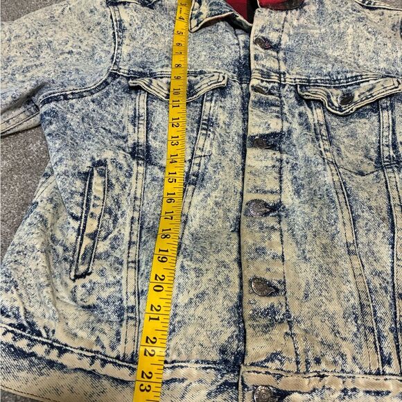 Vintage Bristol Blues Acid Wash Denim Jacket Red Plaid Lined 80s Workwear Unisex - Picture 7 of 7